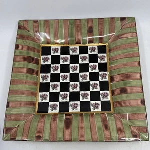 Vintage 2001 MacKenzie-Childs Torquay Palm Devon Clay 11.75" Square Dinner Plate - Picture 1 of 5