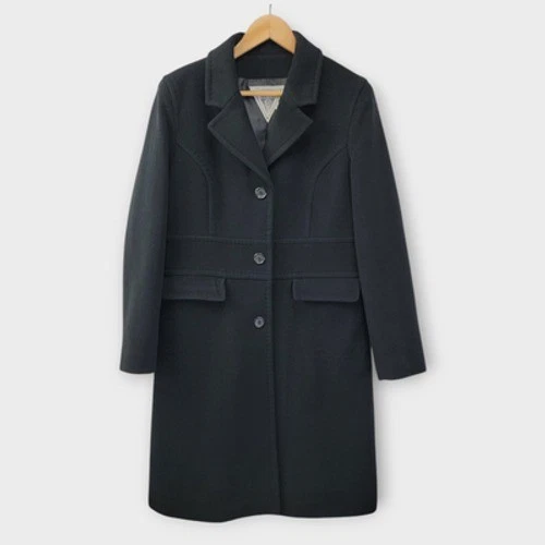 Abrigo Abrigo Mujer Marvin Richards Talla 10 Negro Lana Nylon Cachemira Dinero Antiguo Foto 1 de 4