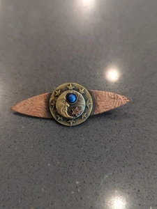 Peltro ottone vintage? Spilla Boho Celeste Tone STAR MOON G112 - Foto 1 di 6