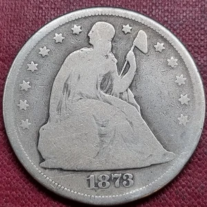 1873 Seated Liberty One Dollar $1 Silver Circulated RARE #93166 - Picture 1 of 2