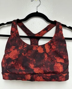 Athleta Women Sports bra M Red Floral Print - Picture 1 of 7
