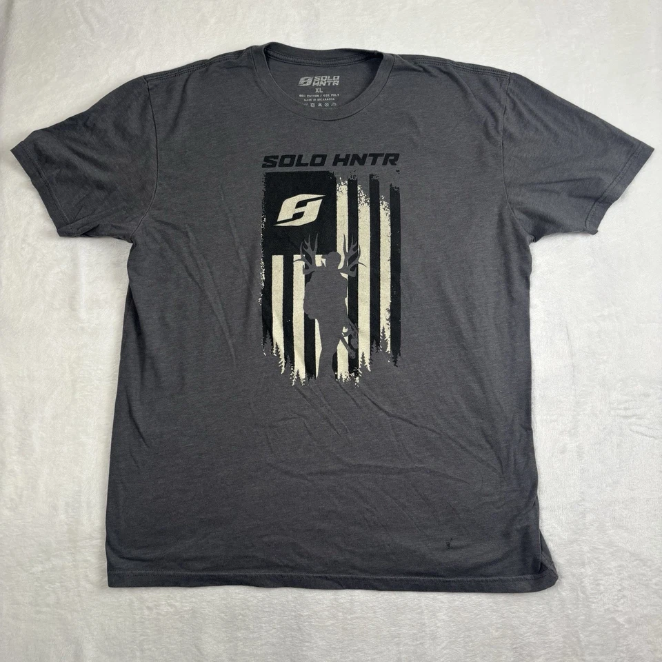 Camisa Solo Hntr Strong As One Gris Manga Corta Gráfica Para Hombre XL Manchas Foto 1 de 4