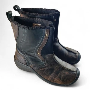 Keen Womens Boots Sherpa Lined Winter Brown Leather Size 9.5 Chester Pull On - Picture 1 of 7