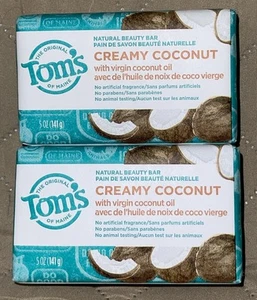 2-Pack Tom's Of Maine Creamy Coconut Beauty Bar Soap 5 oz ea *** - Picture 1 of 3