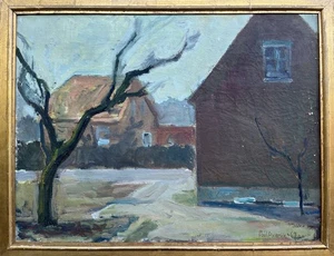 Impressionist Poul Henrik Jensen Landschaft mit Häusern und kahlem Baum 1967 - Bild 1 von 14