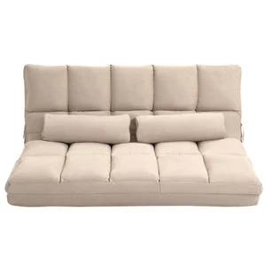 2-In-1 Multifunction Chaise Recliner Upholstered Floor Couch w/Metal Frame Beige - Picture 1 of 11