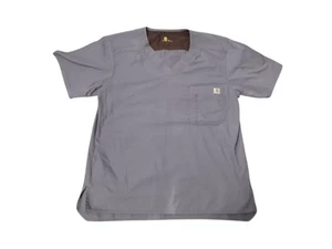 Carhartt Gray Scrub Top Shirt V-Neck Adult Size Small Ripstop - Picture 1 of 7