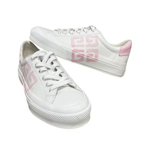 Givenchy Sneakers Women’s EU 37 US 7 White Leather City Sport Lace Up Pink Logo - Picture 1 of 17