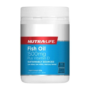Aceite de pescado NUTRA-LIFE Omega 3 1500 mg + vitamina D 180 cápsulas - Imagen 1 de 1