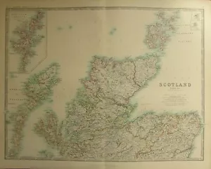 1887 LARGE VICTORIAN MAP ~ SCOTLAND NORTHERN ~ SHETLAND ORKNEY ISLANDS ROSS etc - Picture 1 of 5