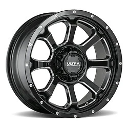 1 Ultra 20x9 8X170 +18 219BM Nemesis Gloss Black w/ Milled Accents Wheel Rim - Image 1 of 3