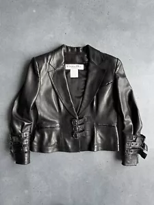2003 DIOR by John Galliano Leather Silk Black Bondage Buckle Jakcet Blazer - Picture 1 of 22