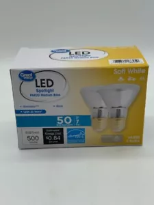 NOS Great Value 7w LED Spotlight PAR 20 Medium Base Soft White Light Bulbs 2 Pac - Picture 1 of 6