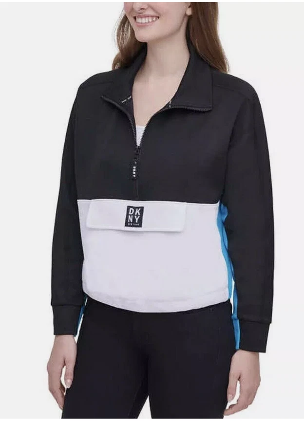 DKNY Sport Ladies 1/2 Half Zip Pullover Pink Size Large