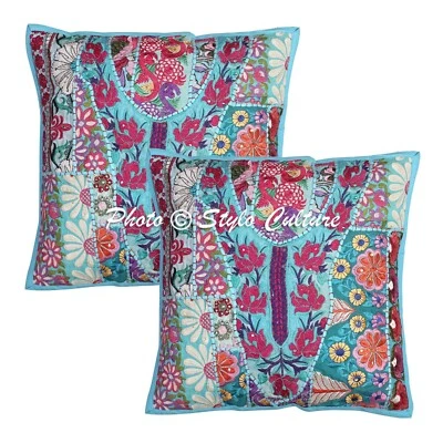 Patchwork Cushion Cover Indian Throw Ethnic Pillow Case Hippie Gypsy Home Decor - Image 1 of 4
