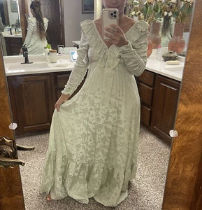 By TiMo Floral Jacquard Long Sleeve Maxi Dress Pistachio Green Size Small - Picture 1 of 21