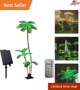 Solar-Powered Vibrant Tropical Palm Tree Christmas Tree 7Ft 3Trunks 245LED - Picture 1 of 11