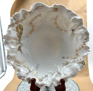 Viktorianische Servierschale mit Blumen in Gold bemalt = - Bild 1 von 6