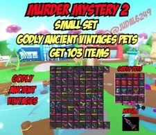 ROBLOX MM2 SMALL SET GODLY SET (GODLY ANCIENT VINTAGES AND PETS) GET 103 ITEMS