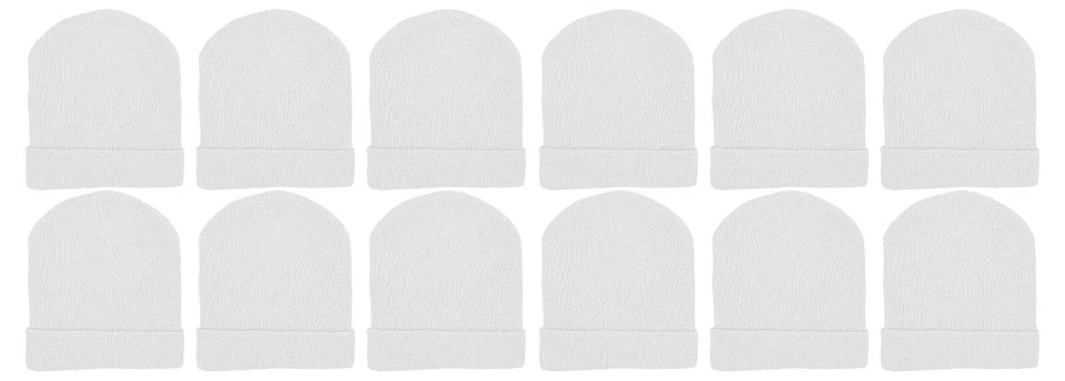 12 Pack Winter Beanie Hats for Men Women, Warm Cozy Knitted Cuffed Skull Cap - Image 1 of 1