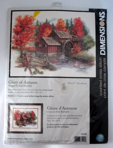 Dimensiones Gloria del Otoño 35199 Kit Punto de Cruz Contado Molino de Agua Granero - Imagen 1 de 4