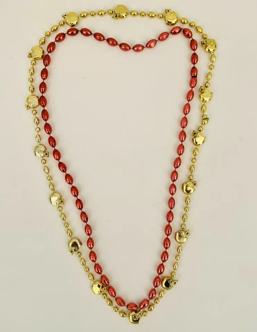 SET OF 2 USC TROJANS FOOTBALL GOLD RED SHINY BEAD NECKLACES FOOTBALLS & HELMETS Cover