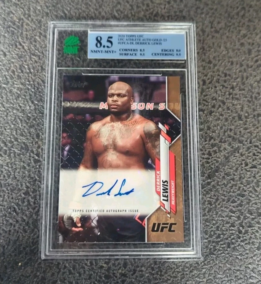2020 Topps UFC Autographs Gold #UFCADL Derrick Lewis 05/25 MNT 8.5 - Image 1 of 3