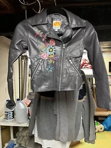 C&C California Black Faux Leather Jacket Girls 7/8 - Picture 1 of 7