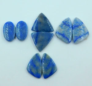 4 pares de pares de cabina de jaspe natural de cuarzo azul hechos a mano joyería suministros artesanales - Imagen 1 de 8