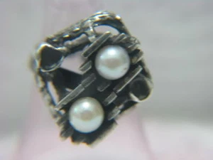 INCOMPARABLE DESIGNER ST.925 SILVER PEARLS RING ISRAEL - Picture 1 of 1