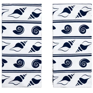 Set Of 2 Seaside Shells Hand Towels Conch Seashell Coastal Hand Towels - Picture 1 of 1