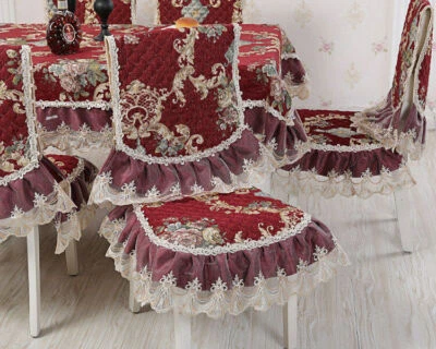 Chenille Rectangle Vintage Lace Tablecloth Events Round Dining Chair Cover - Image 1 of 4