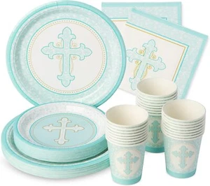 First Communion Decorations for Boys - 24 First Communion Plates and Napkins,... - Picture 1 of 3
