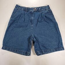 Basic Editions Women's Pleated Front Blue Denim Shorts Size 12
