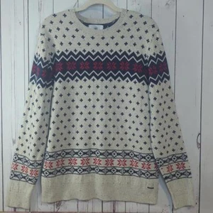Maglione uomo Pac Sun On the Byas Nordic Fair Isle invernale crema, blu navy e rosso - Foto 1 di 15