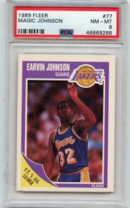 1989-90 FLEER BASKETBALL #77 EARVIN "MAGIC" JOHNSON, LAKERS, HOF - PSA 8 (69286) - Picture 1 of 1