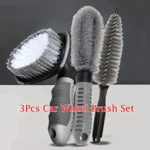 3Pcs Car Wheel Brush Set Tire Cleaning Washing Multi-Functional Bristle Tool New - Picture 1 of 12