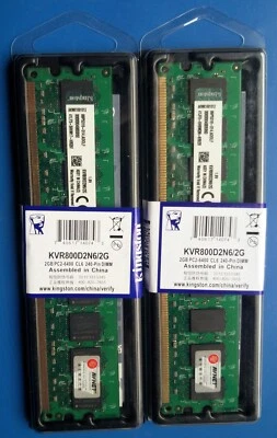 kit 2 MODULI DI MEMORIA RAM KINGSTON 4 GB (2 x 2 GB) DDR2 800 MHz DIMM PC2 - Immagine 1 di 4