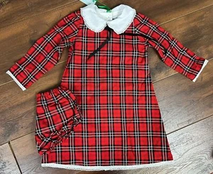 Elyssa Gen Handmade Girls Size 4 Red & Black Plaid Dress with Peter Pan Collar! - Picture 1 of 8