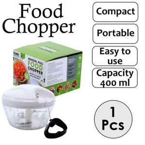 Food Processor 400ml Easy Manual Mini Chopper Pull Handle Vegetable Meat Chopper - Picture 1 of 7