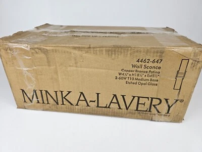 Arandela de parede Minka Lavery 4462-647 cobre bronze, 18" A x 4" L, vidro opala gravado - Imagem 1 de 4