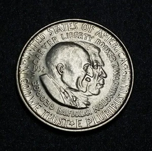 Moneda de plata conmemorativa Washington Carver 1952 50C medio dólar libertad moneda de plata - Imagen 1 de 8