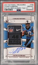 2021 NATIONAL TREASURES CHUBA HUBBARD RC NFL Shield NIKE Laundry Tag 1/1 PSA 10!