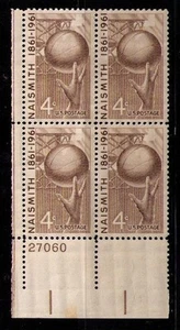 US USA Sc# 1189 MNH FVF PLATE # BLOCK James Naismith Basketball Hoop Hand - Picture 1 of 1