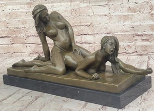 2 Akt Frauen Mädchen Erotik Kunstwerk 100% Bronze Skulptur Gay Interest Artwork - Bild 1 von 10