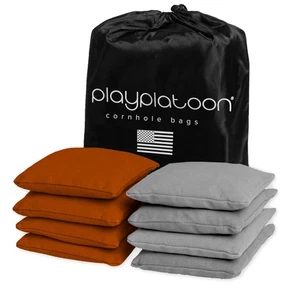 Juego de 8 bolsas de frijoles Cornhole resistentes a la intemperie - 4 naranja quemado y 4 grises - Imagen 1 de 7