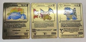 Charizard Blastoise Venusaur base set Custom Gold Metal Cards 1st Edition Shadow - Picture 1 of 1