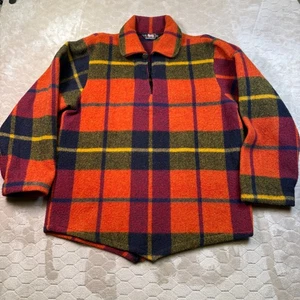 VTG 40s 50s Woolrich Pullover Wool Field Jacket Mens Large Plaid Shirt Shacket - Picture 1 of 16