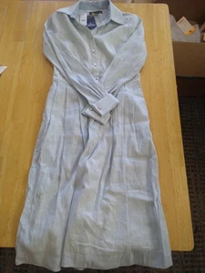 NWT Women's Brooks Brothers Linen Blue White Stripe Dress Size 4 MSRP $528 - Picture 1 of 9