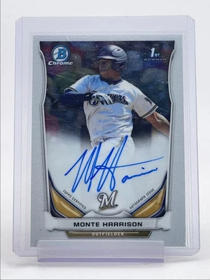 MONTE HARRISON 2014 BOWMAN CHROME 1ST AUTOGRAPH  Arkansas Razorbacks - Image 1 of 2